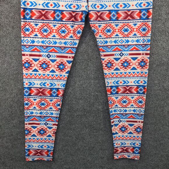 Lularoe Womens Size TC2 Leggings Blue Pink Red Southwest Print Diamonds - Picture 9 of 11